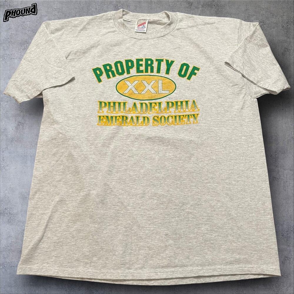 Vintage Philadelphia Emerald Society Shirt Mens XL Gray 50/50 Made USA 90s